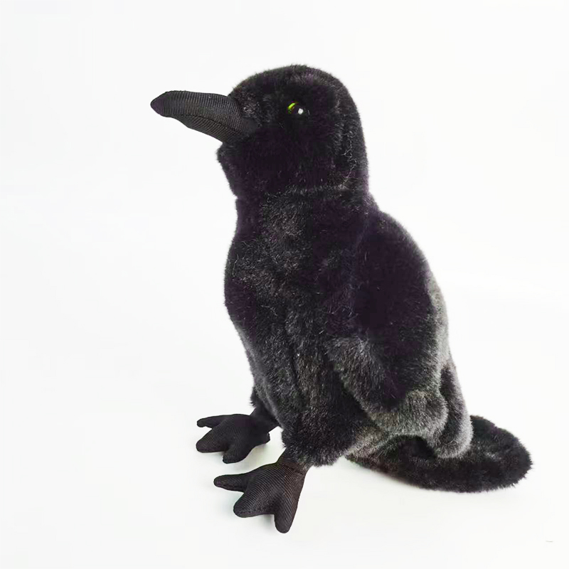 Realistic Crow Stuffed Animal Cute Black Crows Bird Plushie Doll Toy Gifts